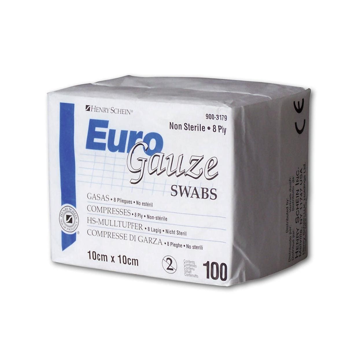 HS-Mullkompressen Euro Gauze, unsteril - Größe 10 x 10 cm, 8-lagig, Packung 100 Stück