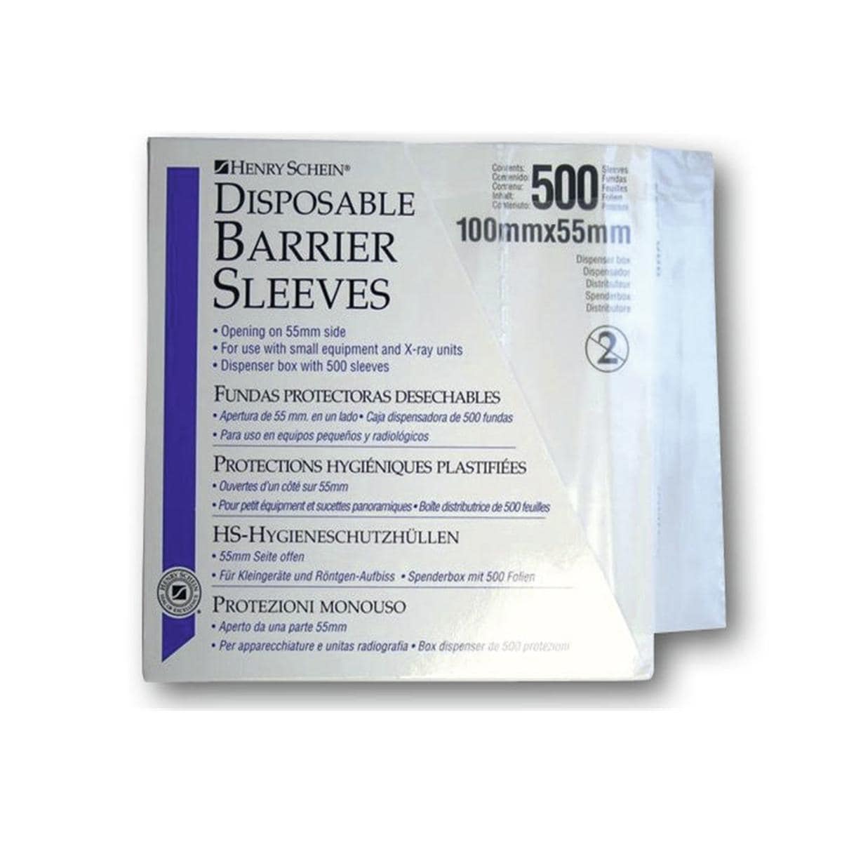 HS-Hygieneschutzhüllen für Röntgen, Disposable Sleeves - Aufbiss, Seite offen, 100 x 55 mm, Packung 500 Stück