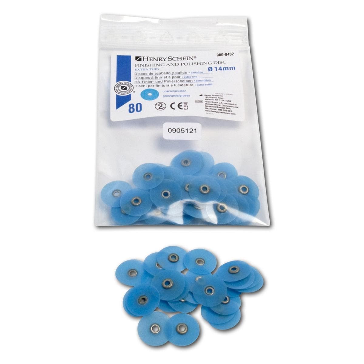 HS-Finier- und Polierscheiben extradünn - Nachfüllpackung - Blau - grob, Ø 14 mm, Packung 80 Stück