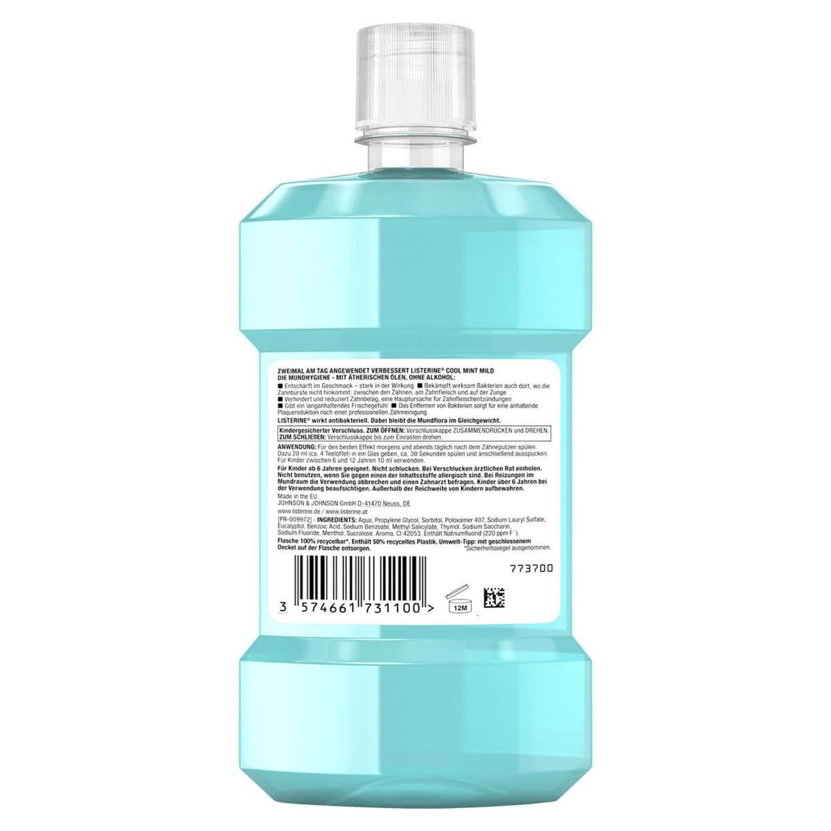 LISTERINE® COOL MINT - Milder Geschmack (früher ZERO) - Flaschen 6 x 500 ml