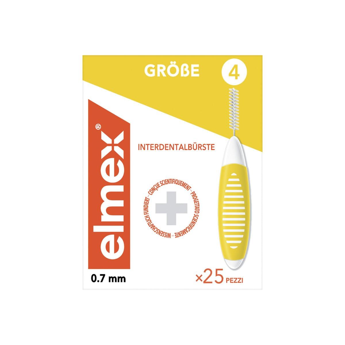 elmex® Interdentalbürsten - Größe 4 - gelb, Ø 0,7 mm, Packung 25 Stück, Packung 25 Stück