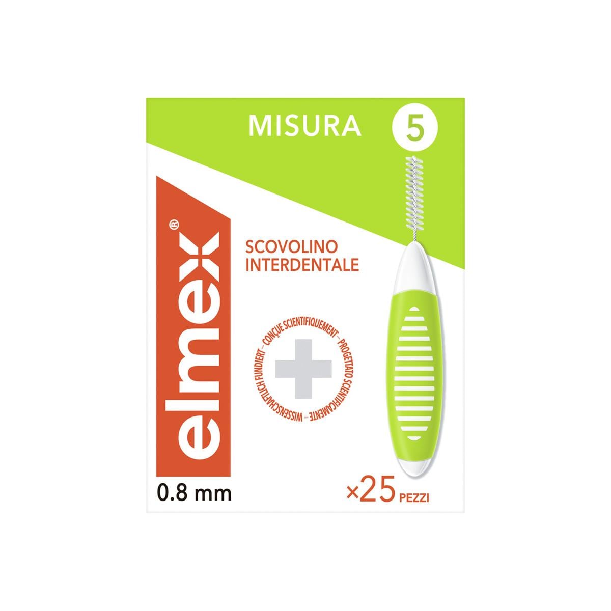 elmex® Interdentalbürsten - Größe 5 - grün, Ø 0,8 mm, Packung 25 Stück, Packung 25 Stück