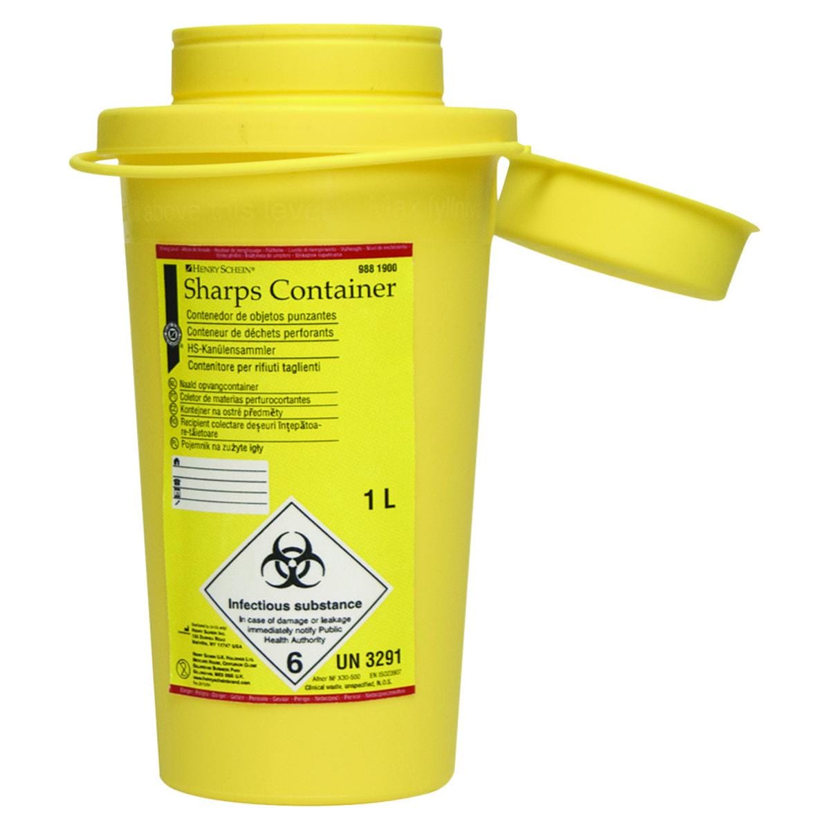HS-Entsorgungsbehälter / Kanülensammler - 1 Liter, (B x T x H) 8,6 x 8,6 x 27 cm