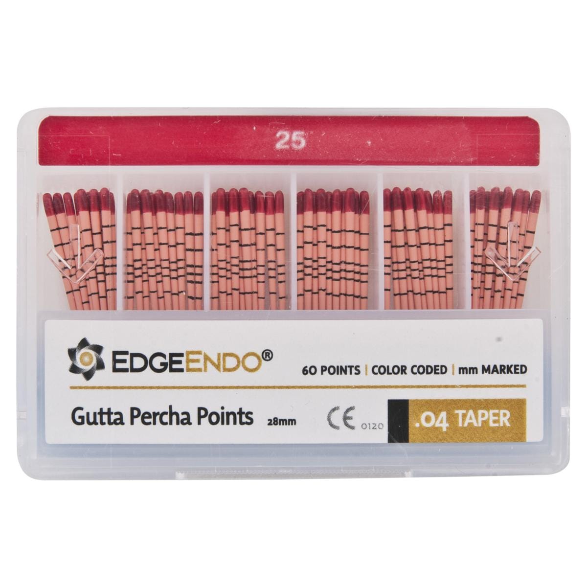 EdgeFile X7 Guttaperchaspitzen - Taper 04, ISO 025, rot, Packung 60 Stück