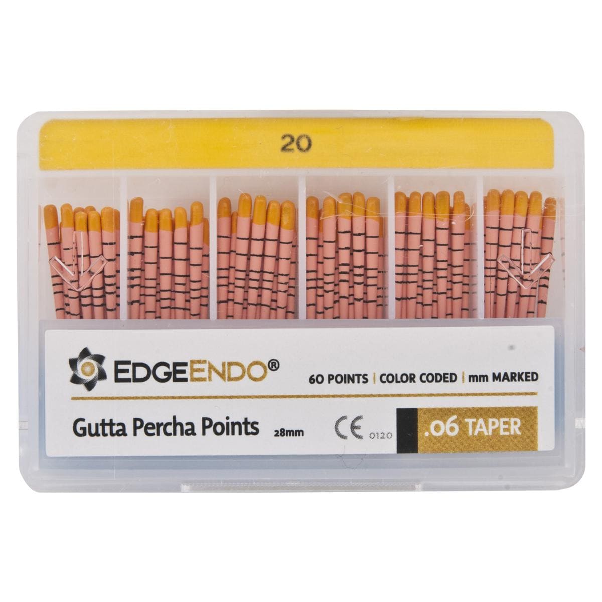 EdgeFile X7 Guttaperchaspitzen - Taper 06, ISO 020, gelb, Packung 60 Stück